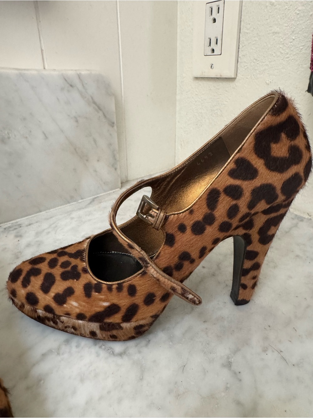 Prada Leopard Print Pony Hair Mary Jane heels - Picture 4 of 8